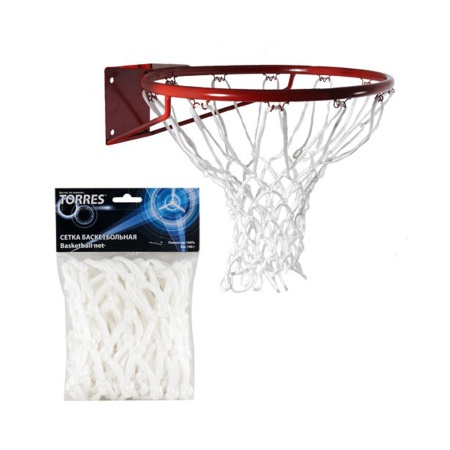 Купить Сетка баскетбольная Torres, нить 6 мм, белая в Пыталове 
